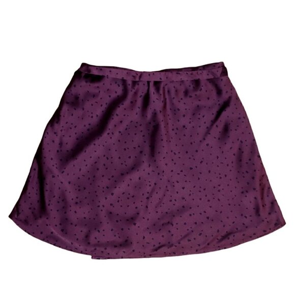NWT ABERCROMBIE & FITCH Plum Polka Dot Faux Wrap Satin Mini Skirt - Picture 5 of 10